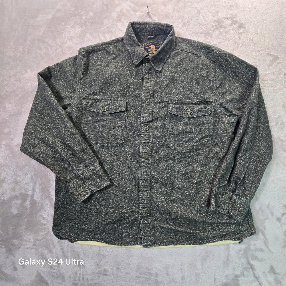 Freedom Foundry Mens XL Gray Speckled Flannel Button Down Shirt Cotton LS